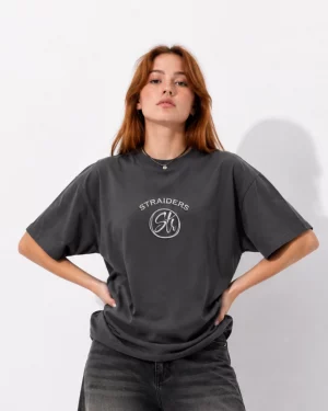 str-charcoal-m Str EMB Oversized Tee - Graphite